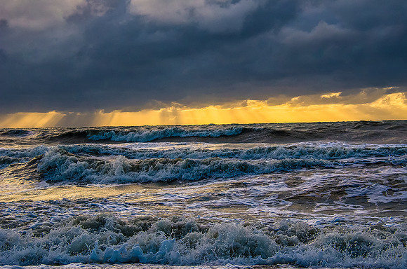 Stormy Sea at Sunset